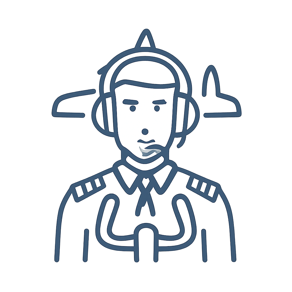 A simple, one-line graphic depicting a face wearing headphones, perhaps in an audio-related context.